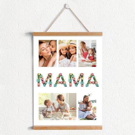 Poster cu agățătoare personalizat cu 5 poze - Pentru mama
