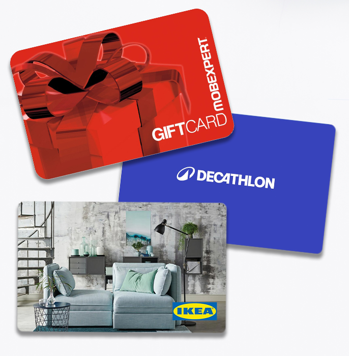Carduri cadou personalizate (Decathlon, Ikea, Mobexpert) 