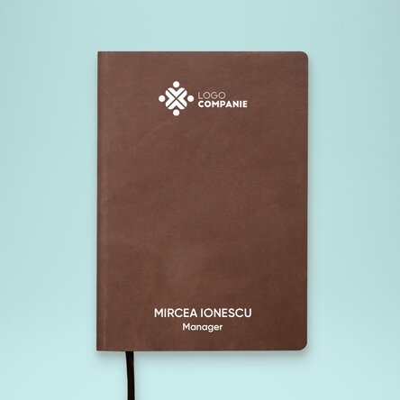 Agendă din piele personalizată color cu logo și nume