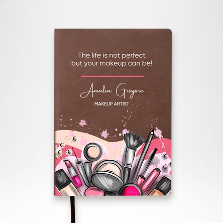 Agendă din piele personalizată color cu text - Makeup Artist