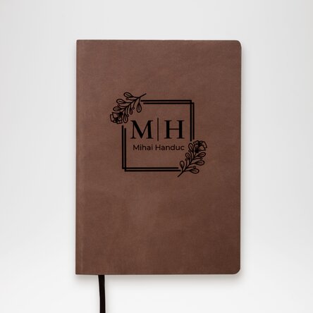 Agendă din piele personalizată cu inițiale și nume - Elegant