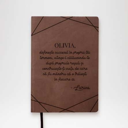 Agendă din piele personalizată cu mesaj