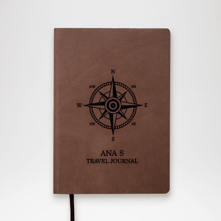 Agendă din piele personalizată cu nume - Busolă