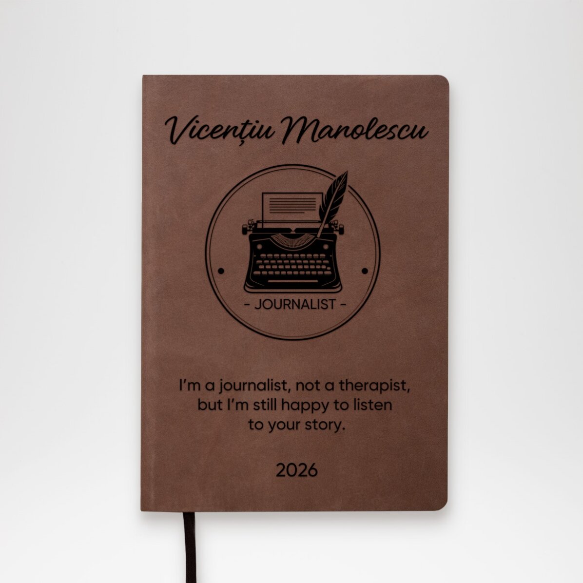 Agendă din piele personalizată cu text - Jurnalist