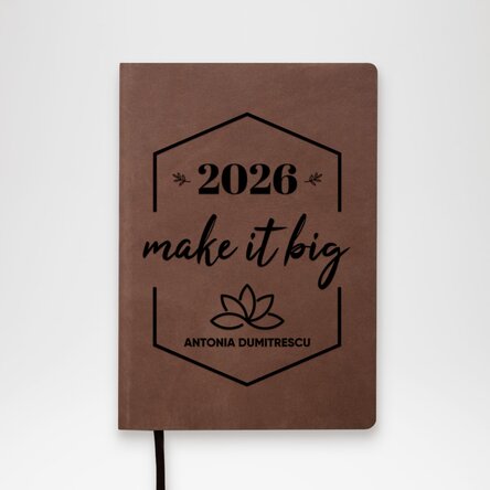 Agendă din piele personalizată cu text pentru noul an