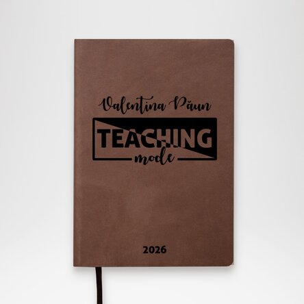 Agendă din piele personalizată cu text pentru profesori - Teaching Mode
