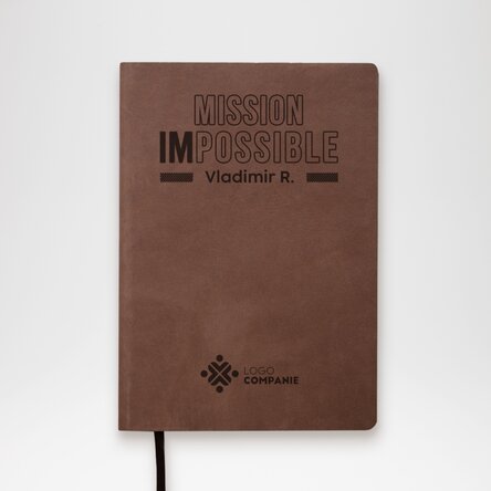 Agendă din piele personalizată cu text și logo - Mission possible