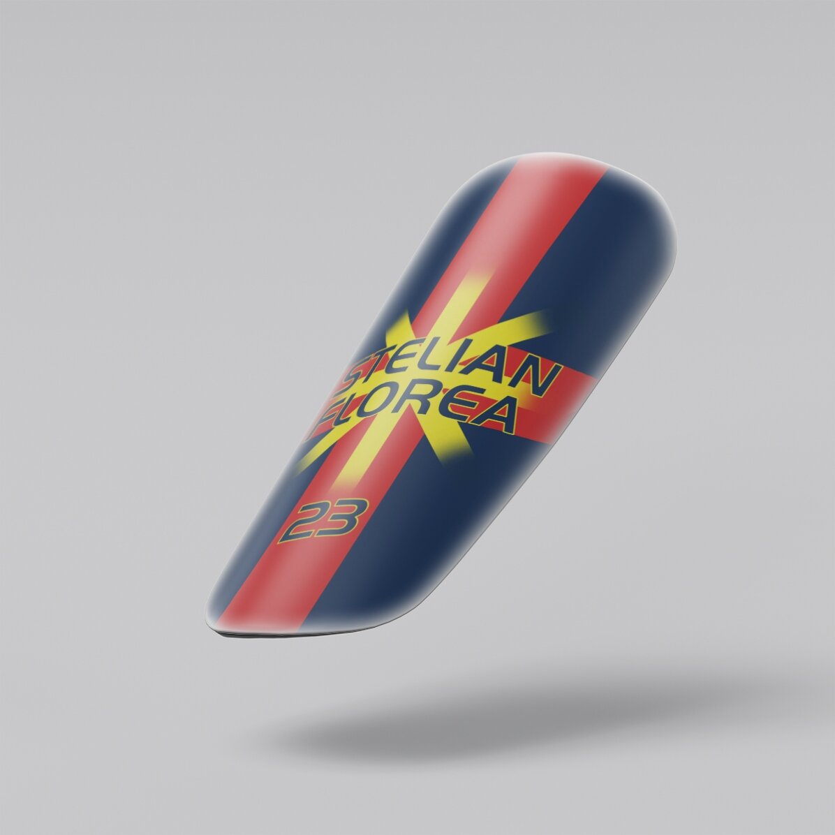 Személyre szabott futball sípcsontvédő szöveggel - Piros és kék