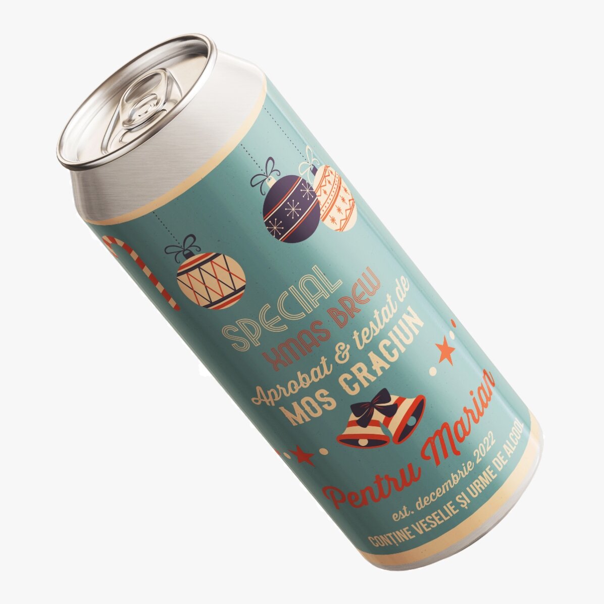 Bere la doză personalizată cu text - Aprobată de Moș Crăciun