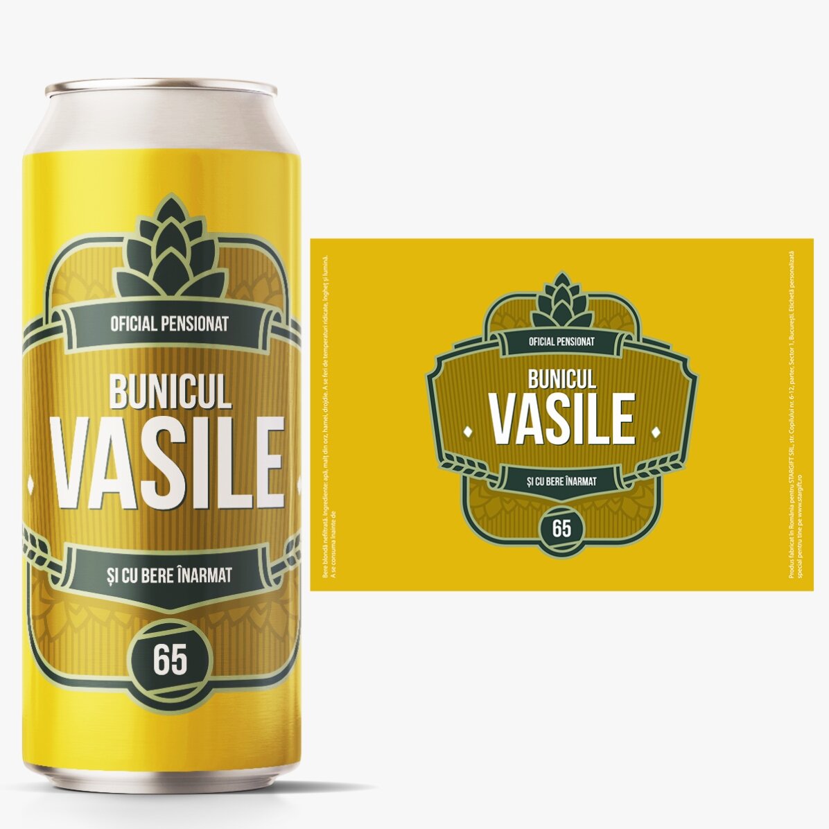 Bere la doză personalizată cu text - Model pensionare