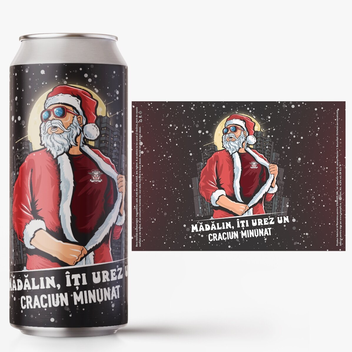 Bere la doză FC Rapid personalizată cu text - Moșul Rapidist