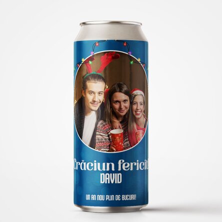 Bere la doză personalizată cu poză și text - Blue Christmas