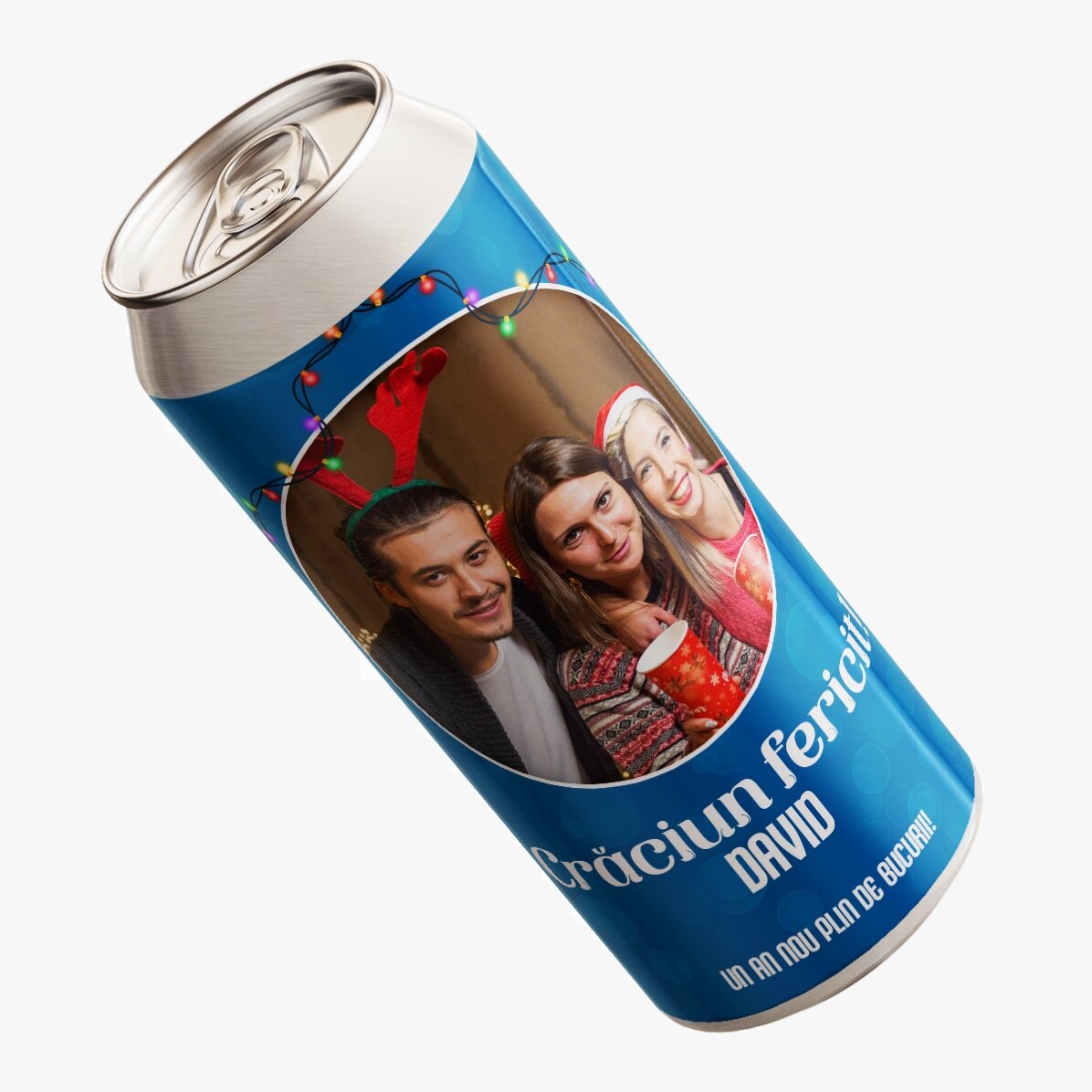 Bere la doză personalizată cu poză și text - Blue Christmas