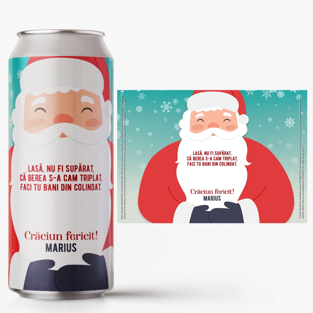 Bere la doză personalizată cu text - Moș Crăciun