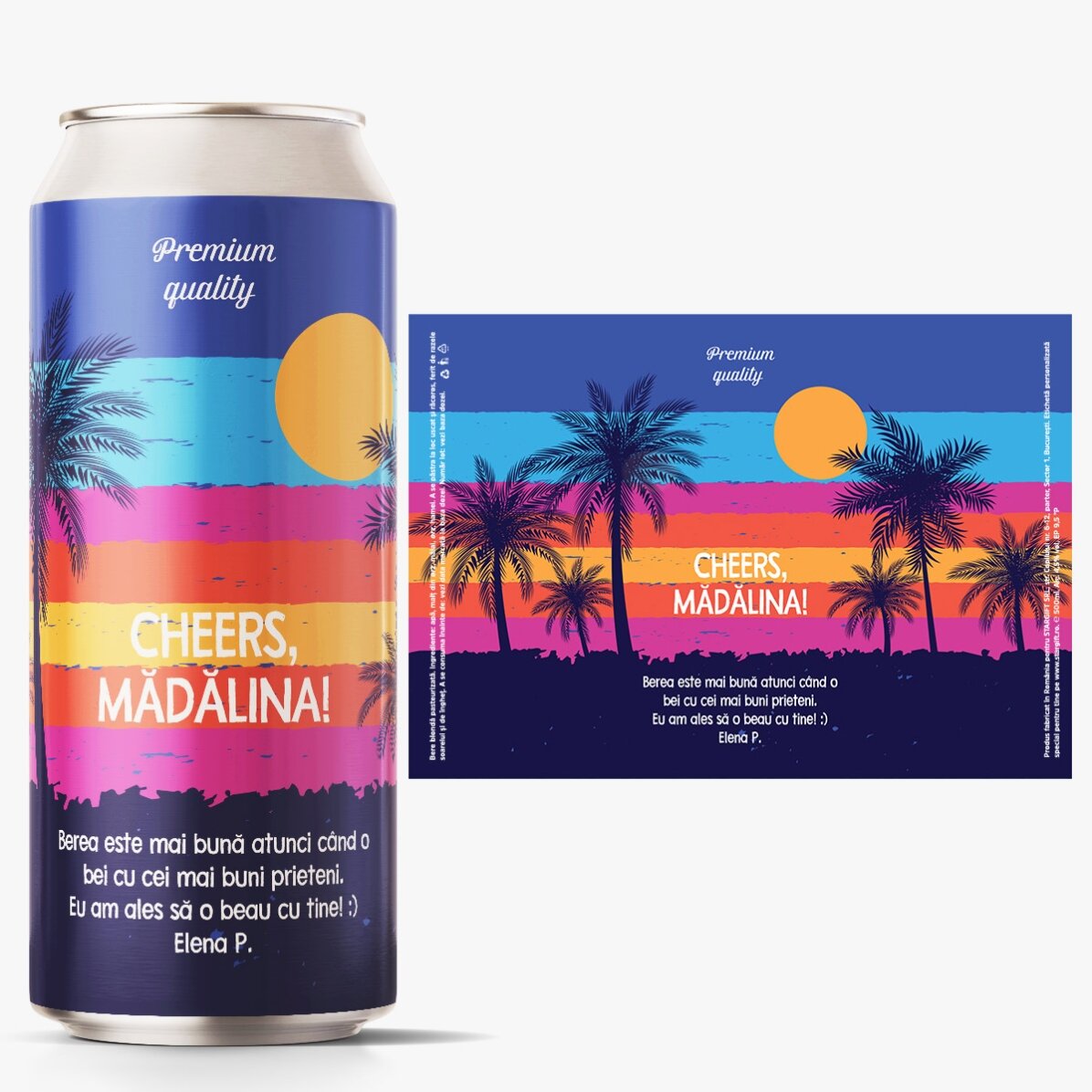 Bere la doză personalizată cu text - summer vibes