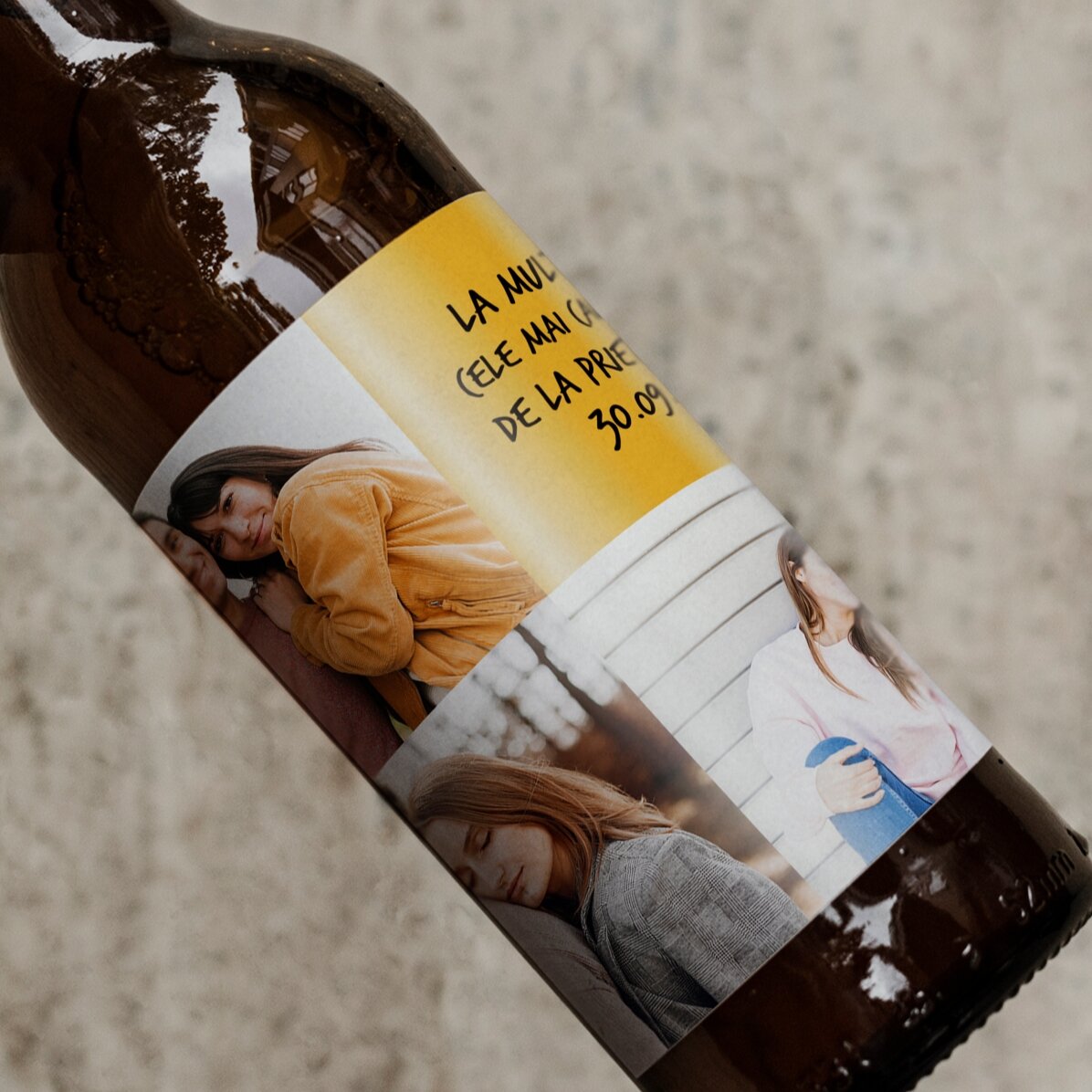 Bere personalizată cu 3 poze și text