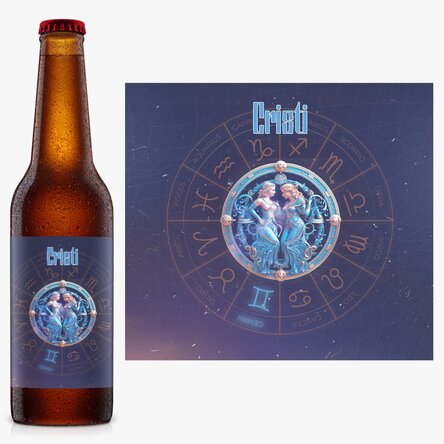Bere personalizată cu nume și zodie - Gemeni