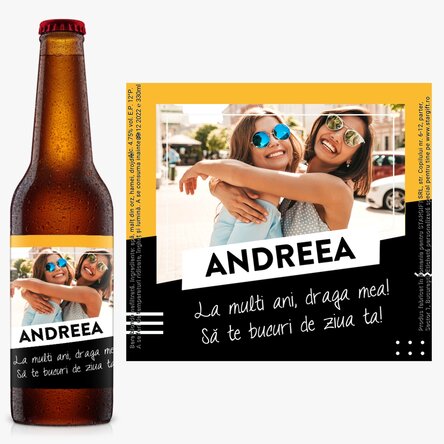 Bere personalizată cu o poză și text - Cheers
