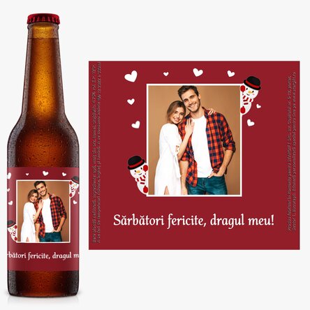 Bere personalizată cu poză și text - Crăciun