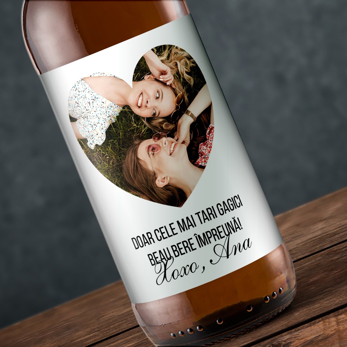 Bere personalizată cu poză și text - Love