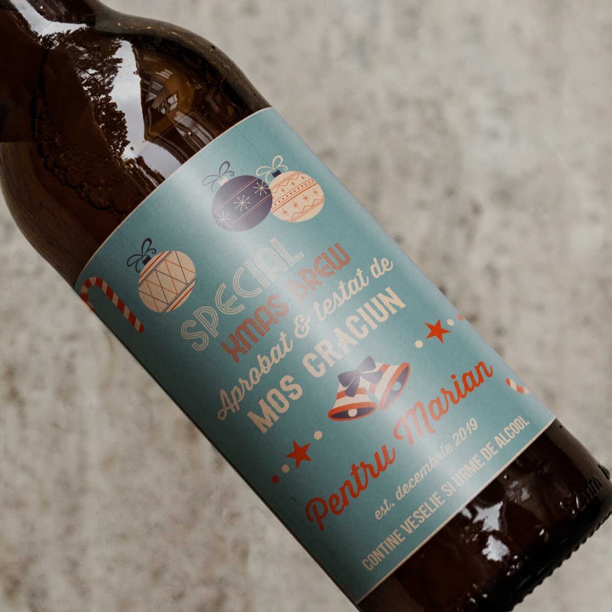 Bere personalizată cu text - Aprobată de Moș Crăciun