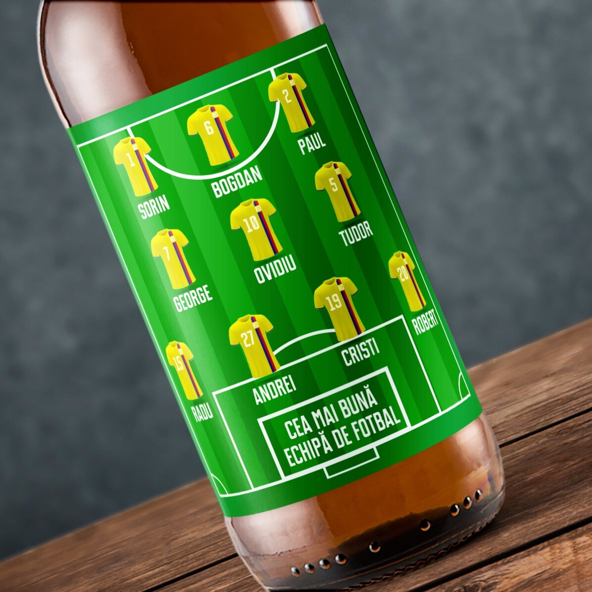 Bere personalizată cu text - Echipa de fotbal