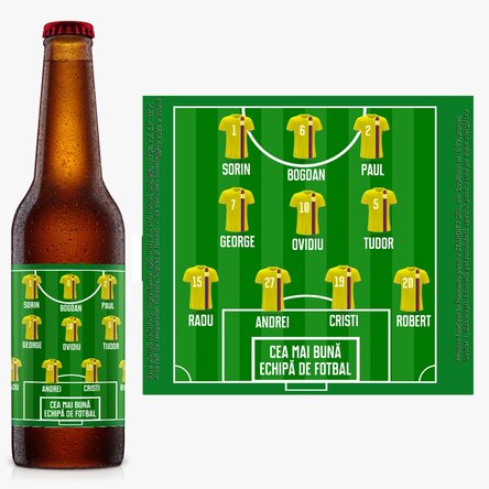 Bere personalizată cu text - Echipa de fotbal