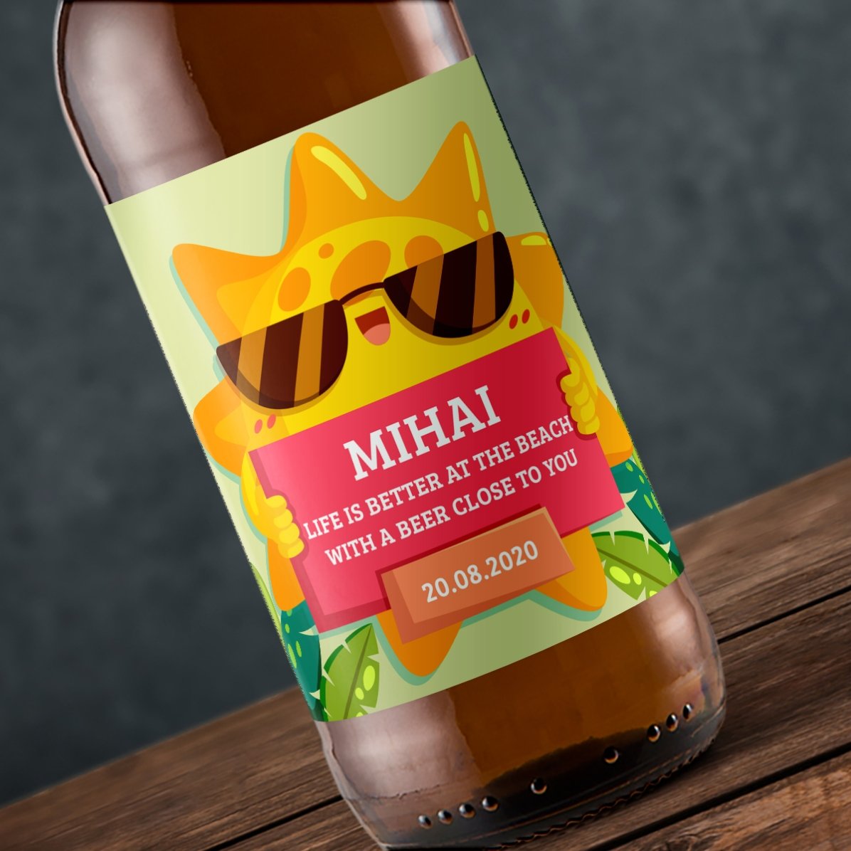 Bere personalizată cu text - Friendly sun