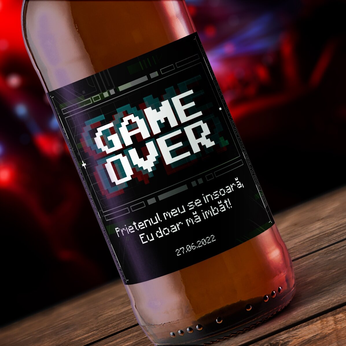 Bere personalizată cu text - Game Over
