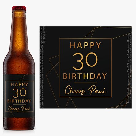 Bere personalizată cu text - Happy birthday Gold