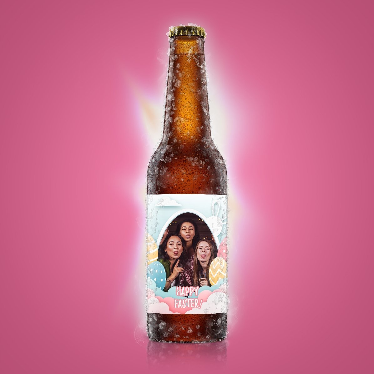 Bere personalizată cu poză - Happy Easter!