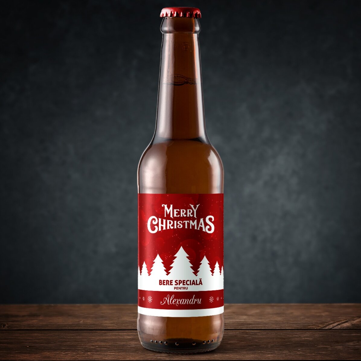 Bere personalizată cu text - Merry Christmas 