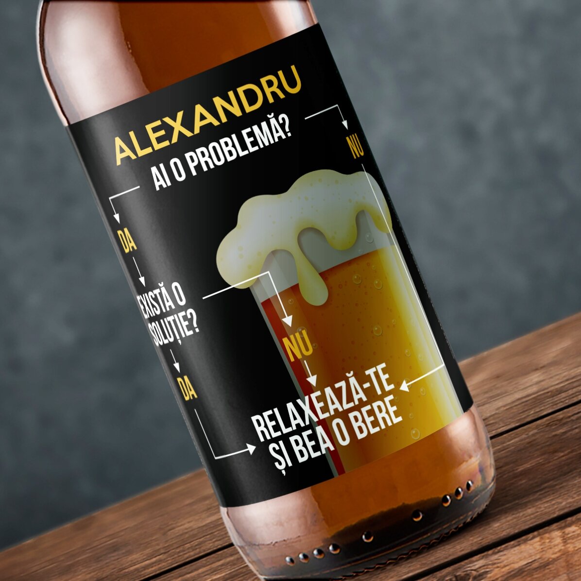 Bere personalizată cu text - Problemă rezolvată