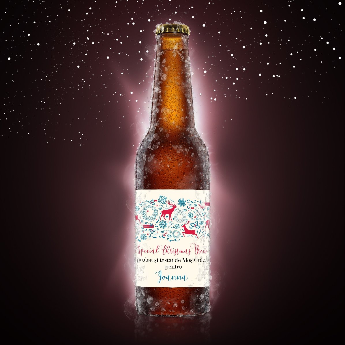 Bere personalizată cu text - Reindeer