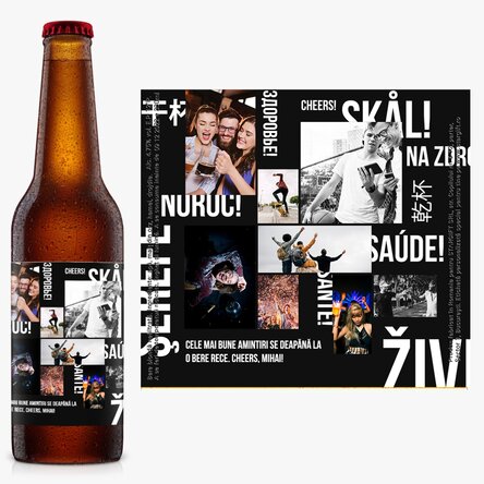 Bere personalizată cu text și 8 poze - Cheers!