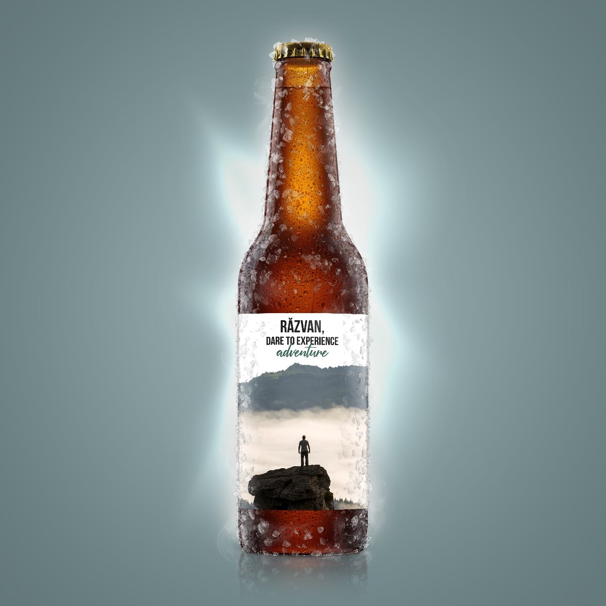 Bere personalizată cu text și o poză - Dare to...