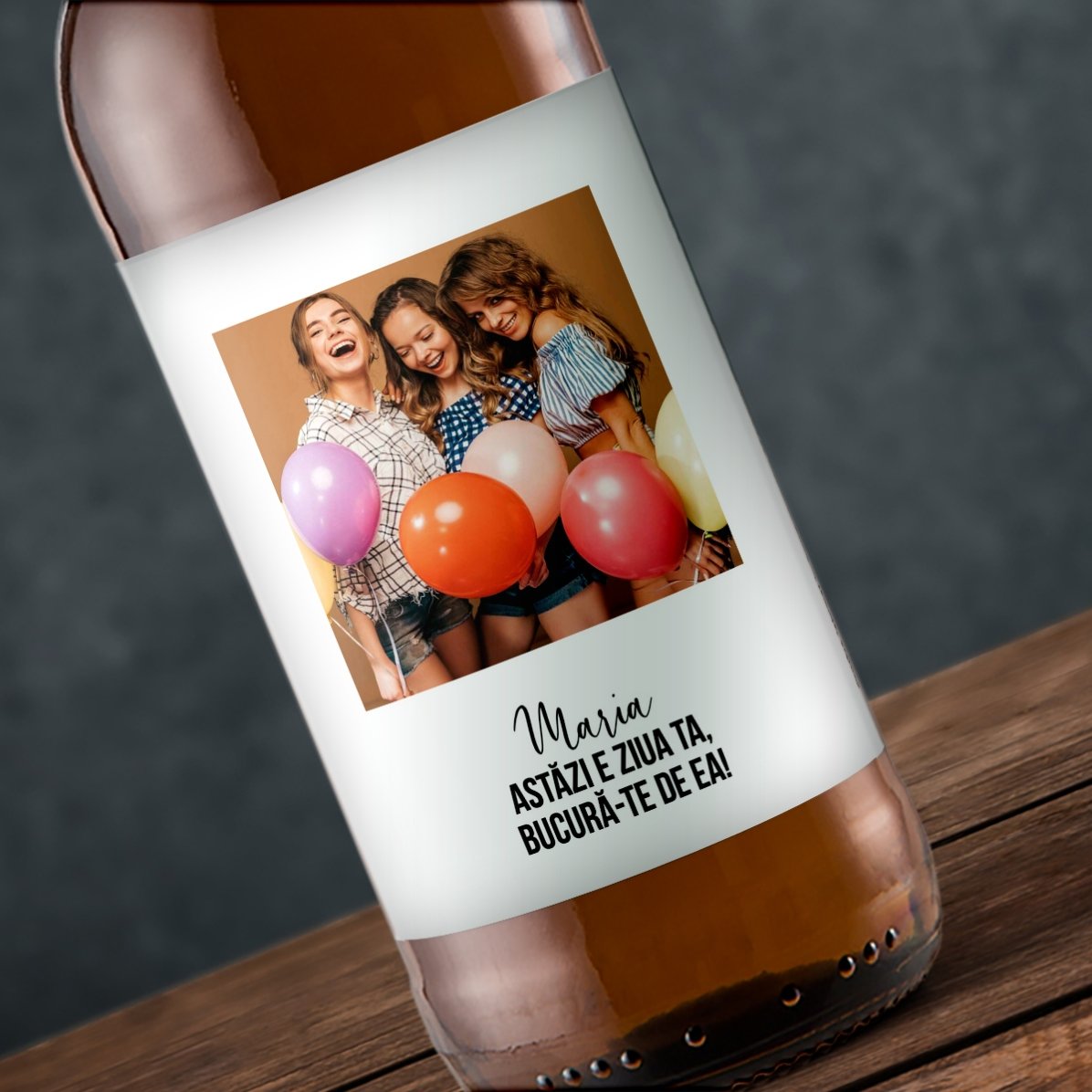 Bere personalizată cu text și o poză - Fericire