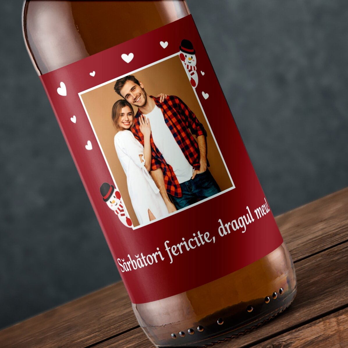 Bere personalizată cu poză și text - Crăciun