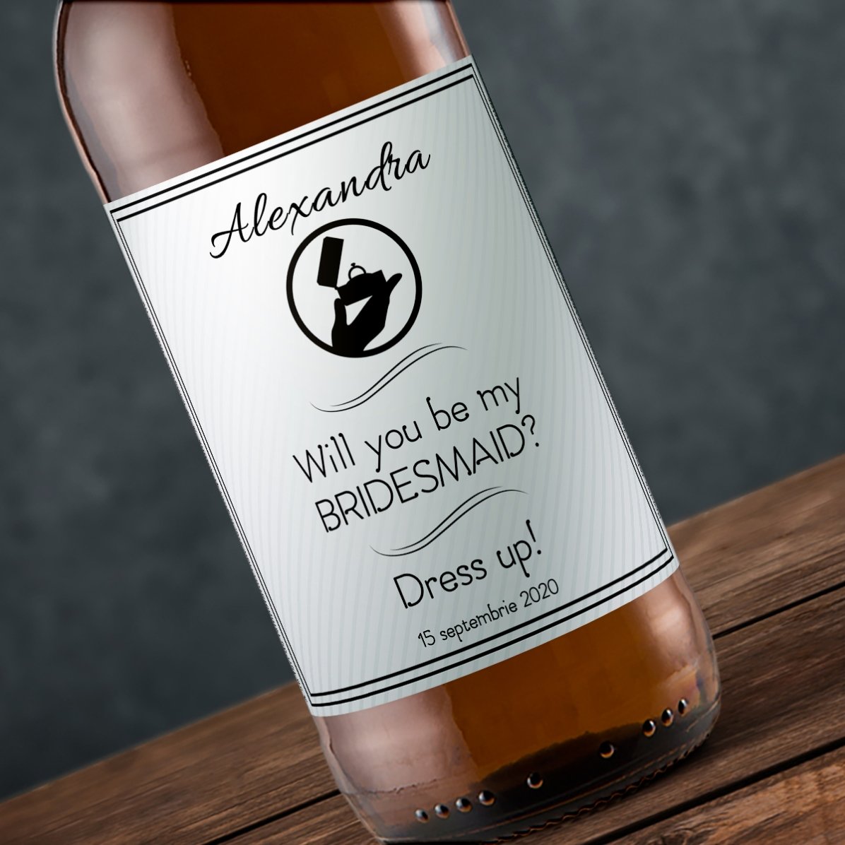 Bere personalizată cu text - Will you be my bridesmaid?