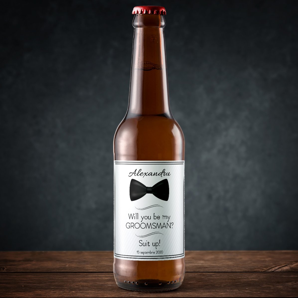 Bere personalizată cu text - Will you be my groomsman?