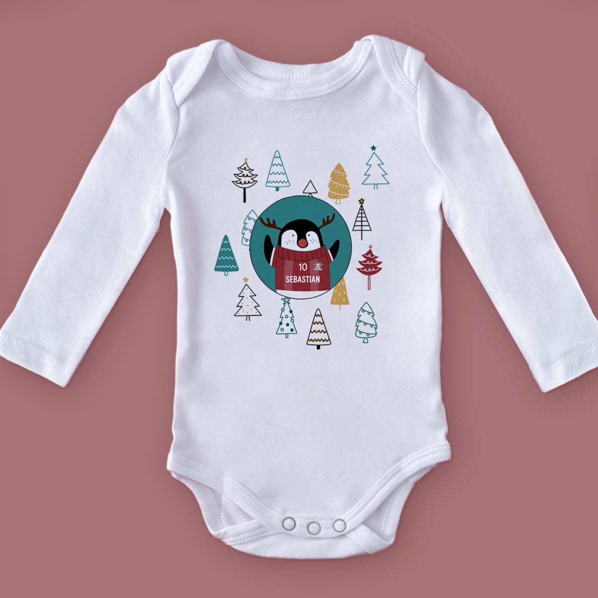 Body pentru copii FC Rapid personalizat cu text - Christmas Penguin