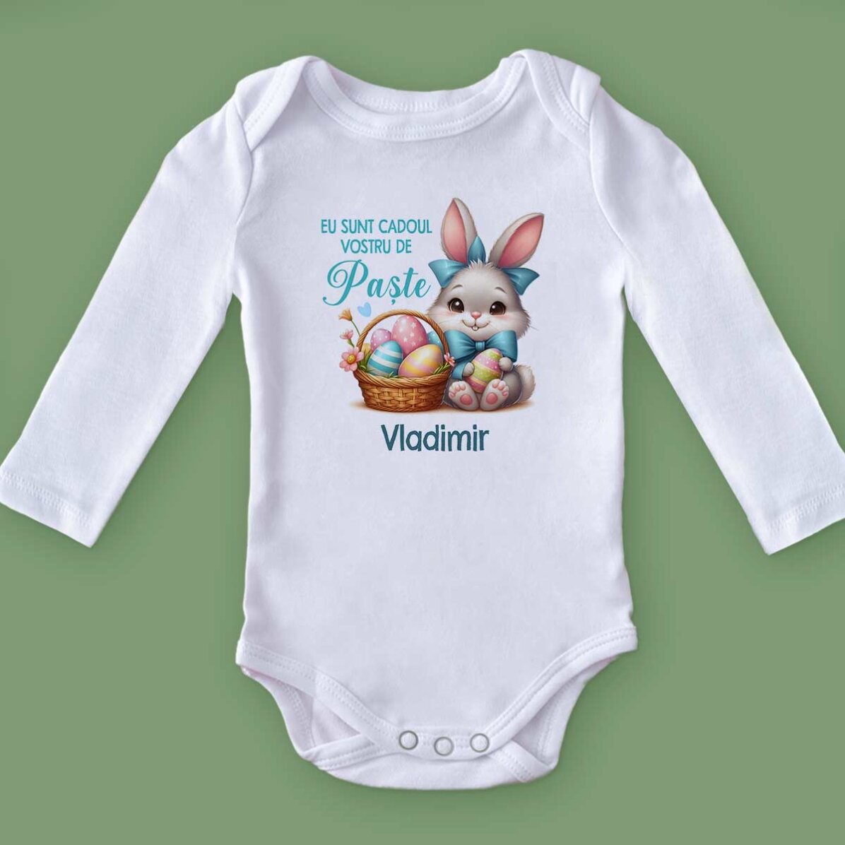 Body pentru copii personalizat cu mesaj - Cadoul de Paște, Baby Boy