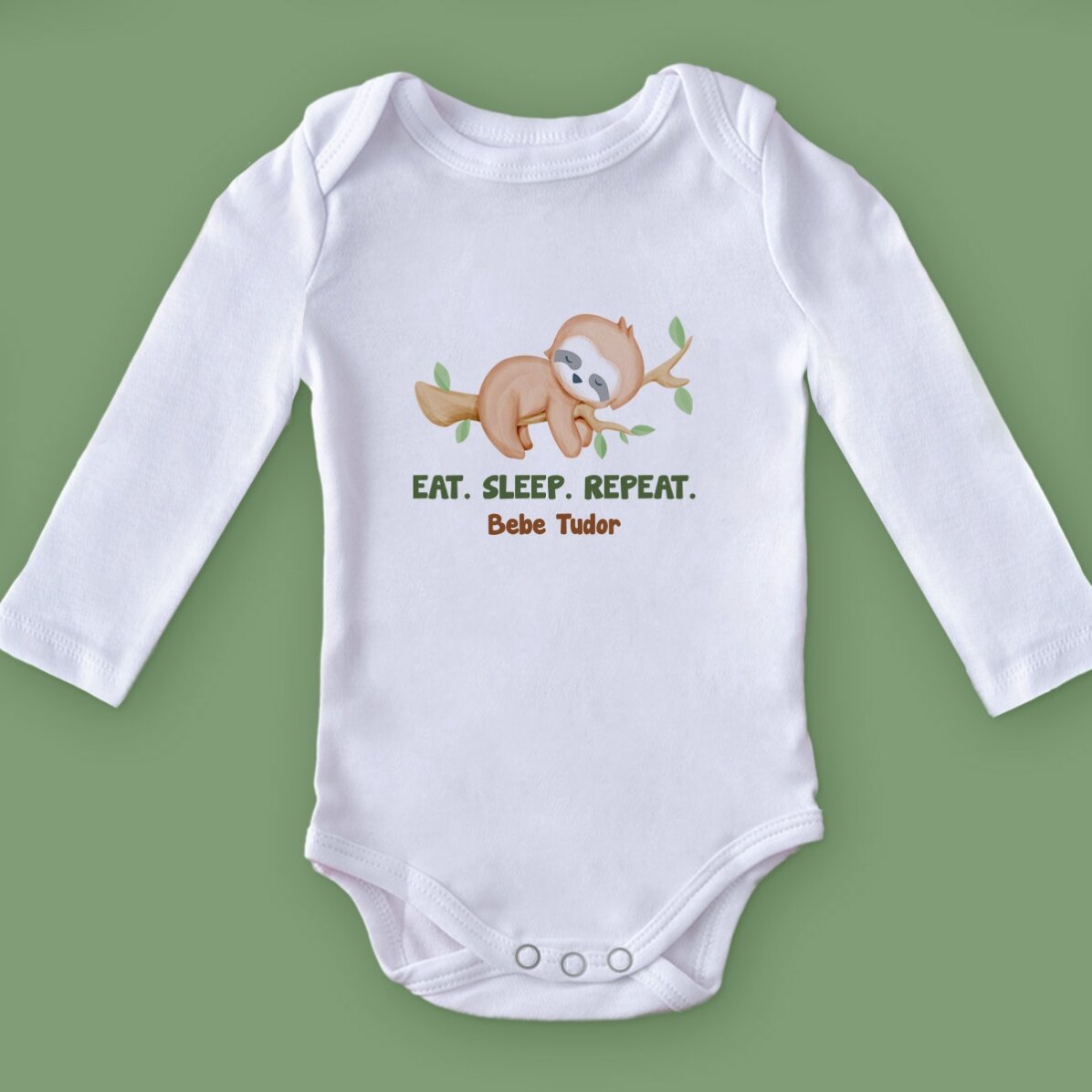 Body pentru copii personalizat cu mesaj - Eat. Sleep. Repeat