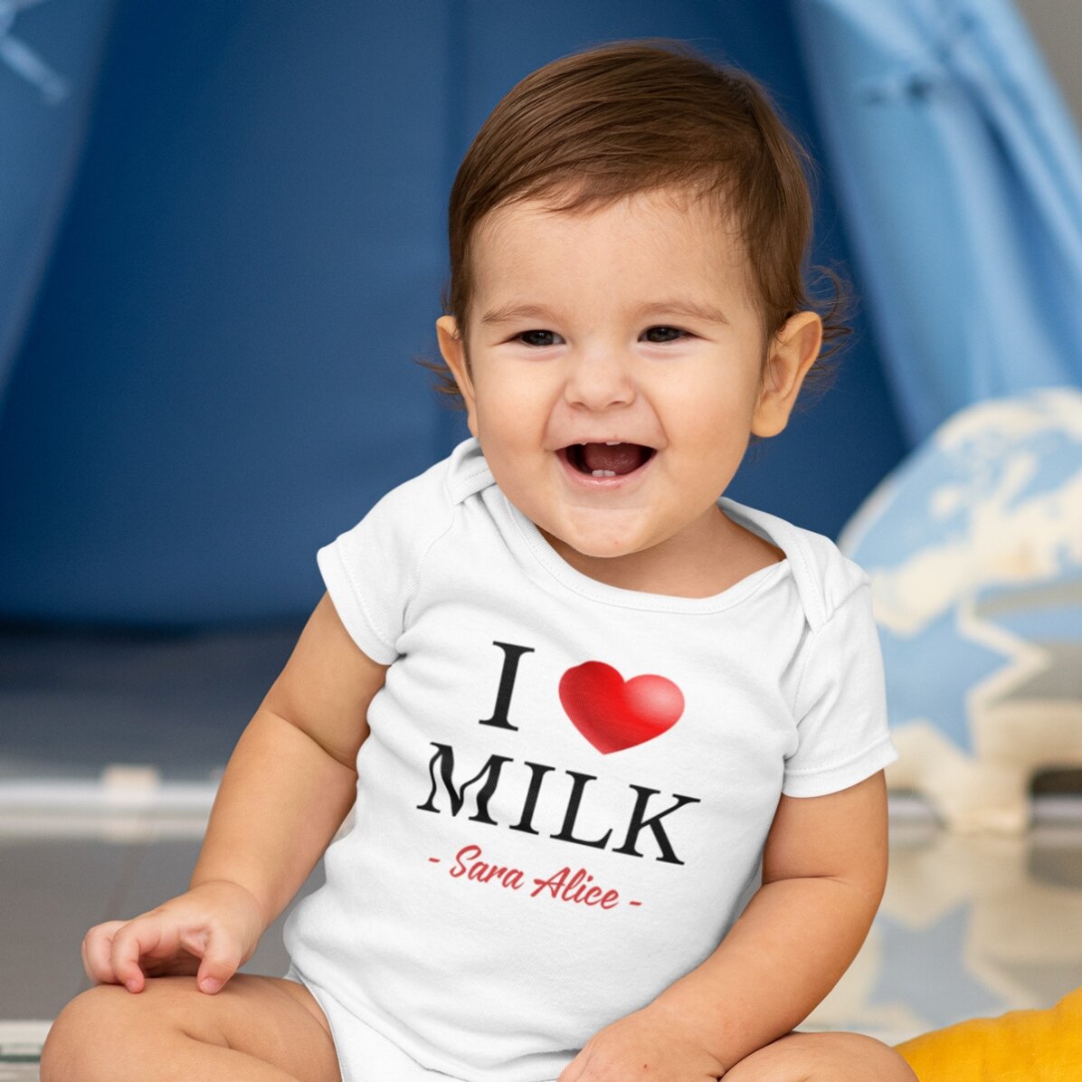 Body pentru copii personalizat cu mesaj - i love