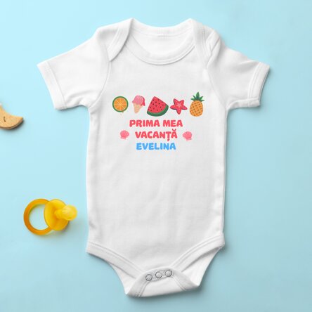 Body pentru copii personalizat cu mesaj - Prima vacanță de vară