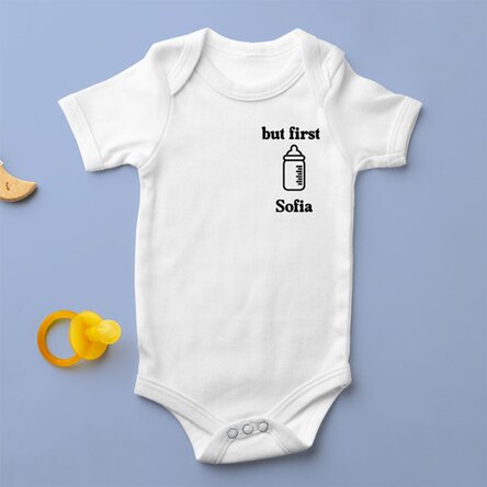 Body pentru copii personalizat cu text - But first...