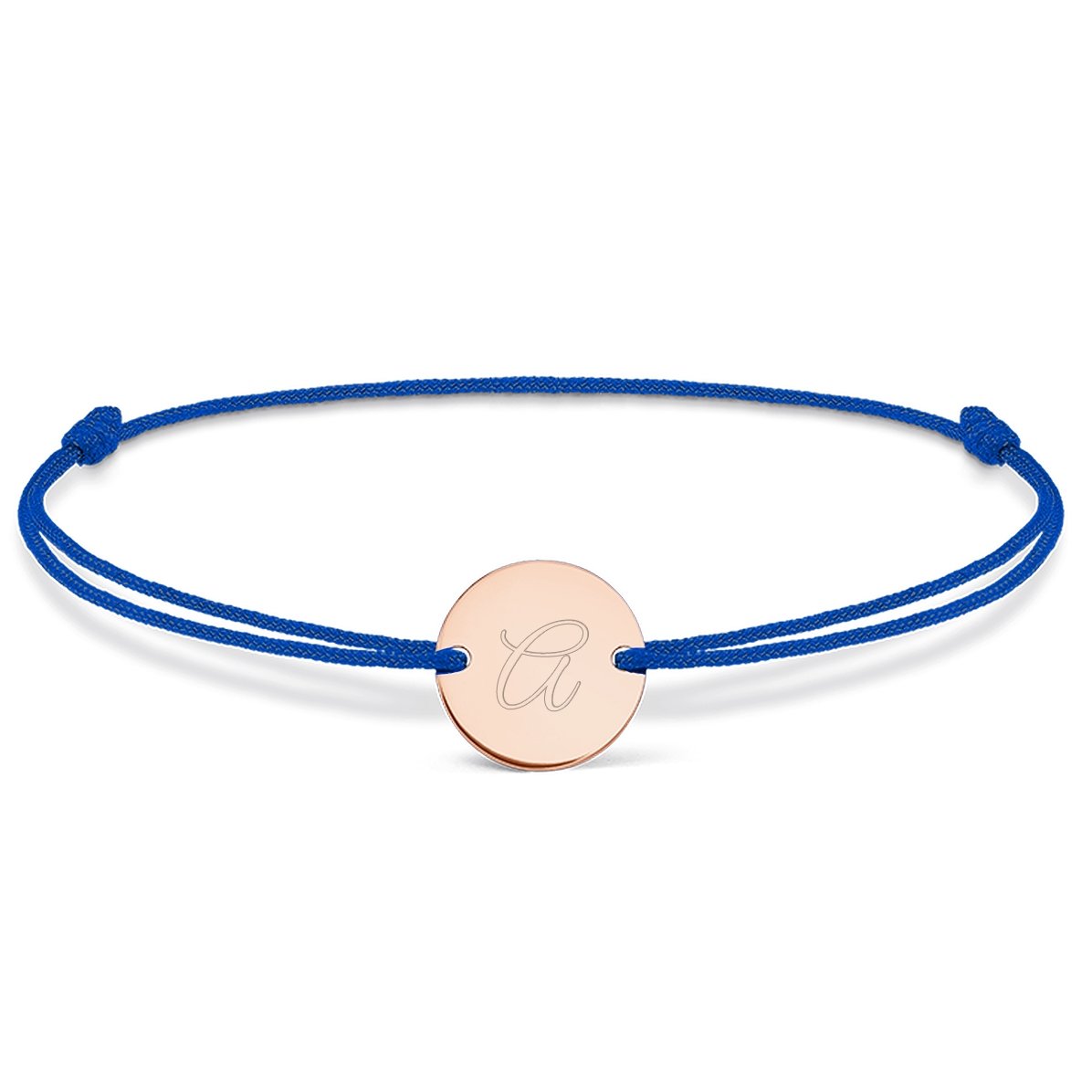 Brățară cu șnur personalizată - bănuț 10 mm - argint 925 - model inițială 3