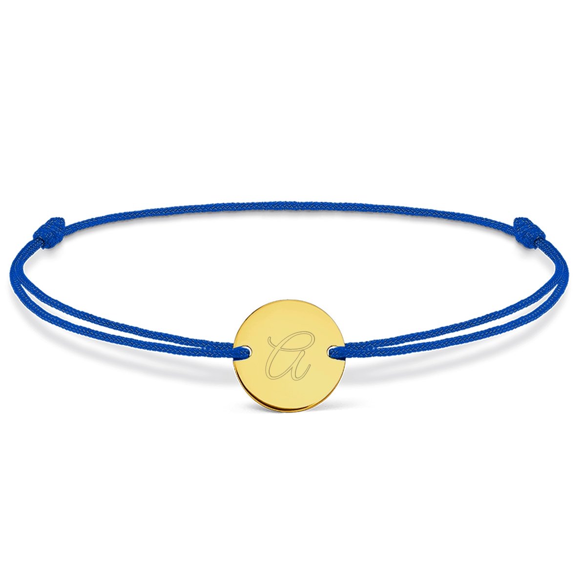 Brățară cu șnur personalizată - bănuț 10 mm - aur 14k - model inițială 3