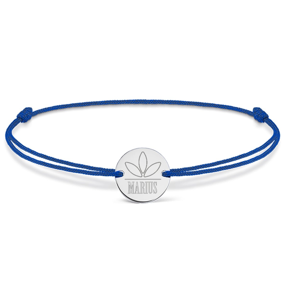 Brățară cu șnur personalizată - bănuț 14mm - argint 925 - model abstract