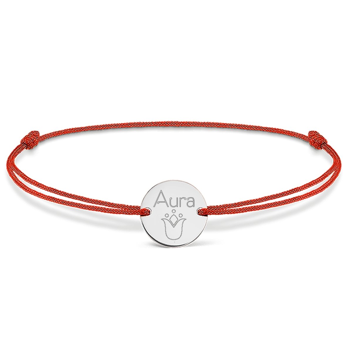 Brățară cu șnur personalizată - bănuț 14mm - argint 925 - model lalea